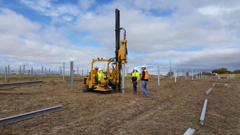 Pile driving for a solar array foundation, Willert Construction